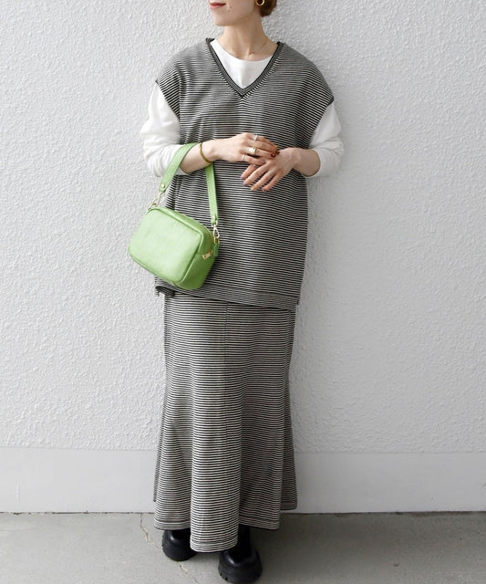 SHIPS any:〈手洗い可能〉ニット ベスト & フレア スカート セットアップ