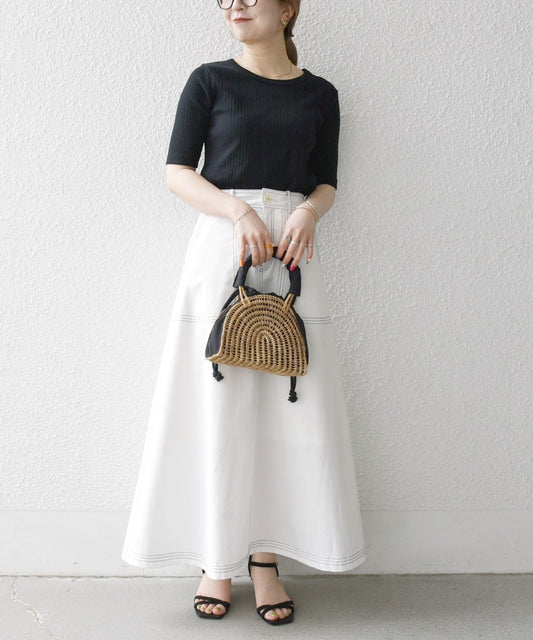 SHIPS any:〈洗濯機可能〉テレコ リブ ハーフスリーブ TEE