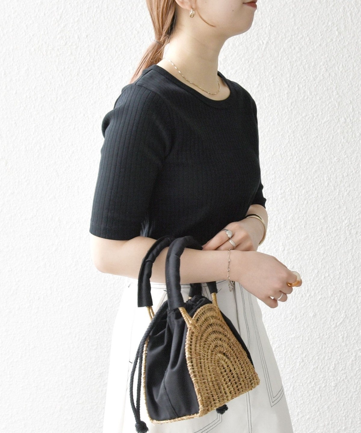 SHIPS any:〈洗濯機可能〉テレコ リブ ハーフスリーブ TEE