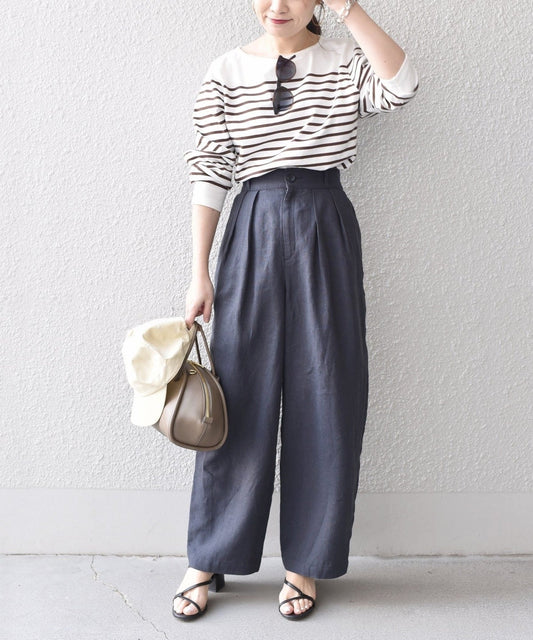 〈手洗い可能〉フレンチリネンタックパンツ