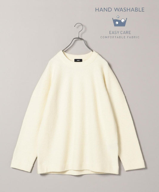 SHIPS: WHOLEGARMENT 球心編み ワッフル クルーネック ニット
