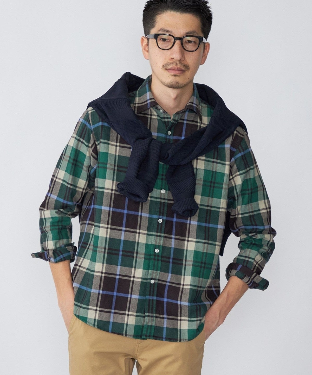 SHIPS: 綿ビエラ ビッグチェック レギュラーカラーシャツ