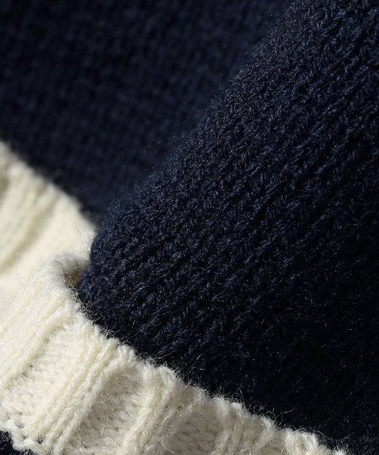 【SHIPS別注】LOGAN KNITTING MILLS: Vネック パッチ カーディガン