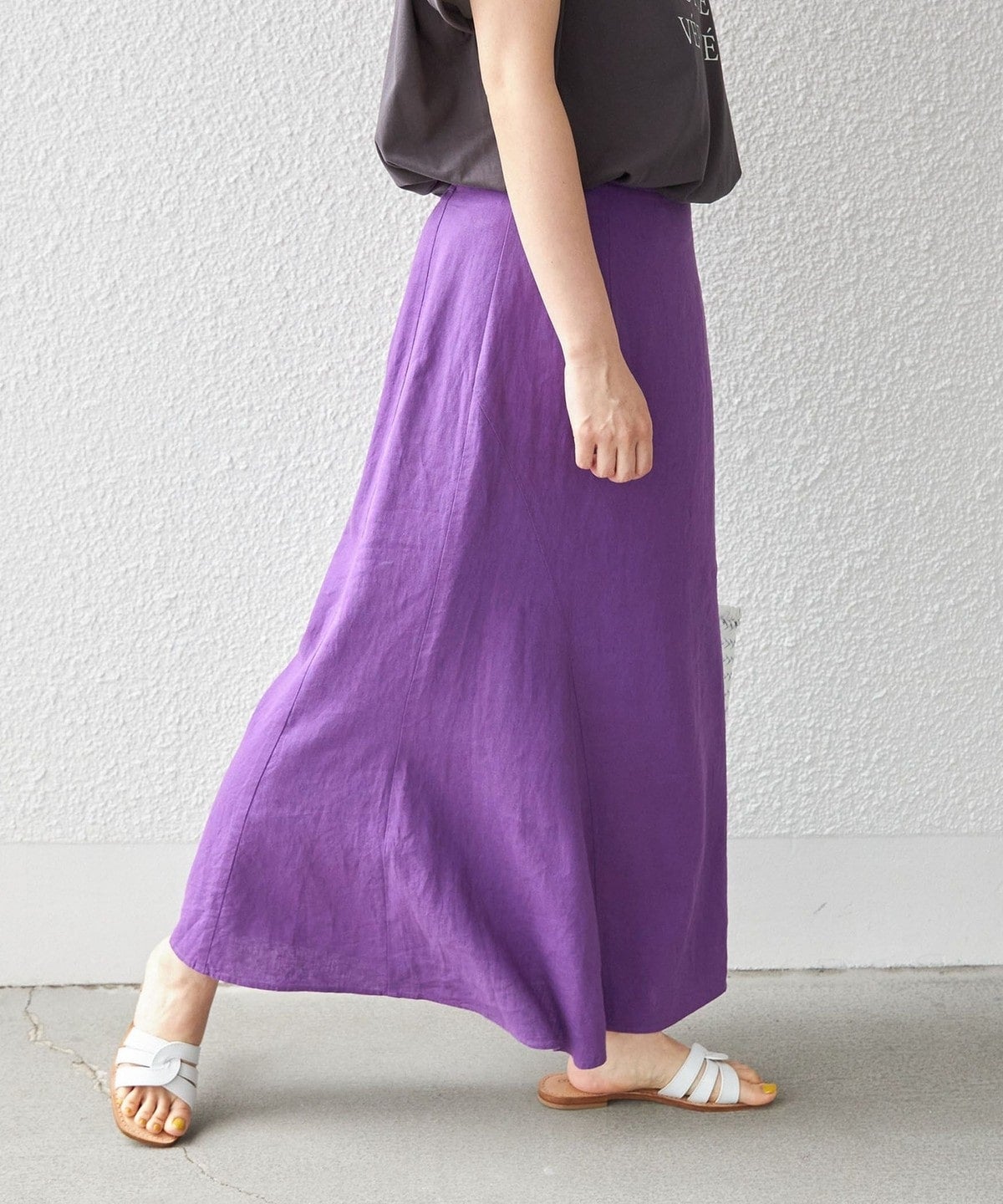 〈手洗い可能〉リネン レーヨン サイド リボン マーメイド スカート