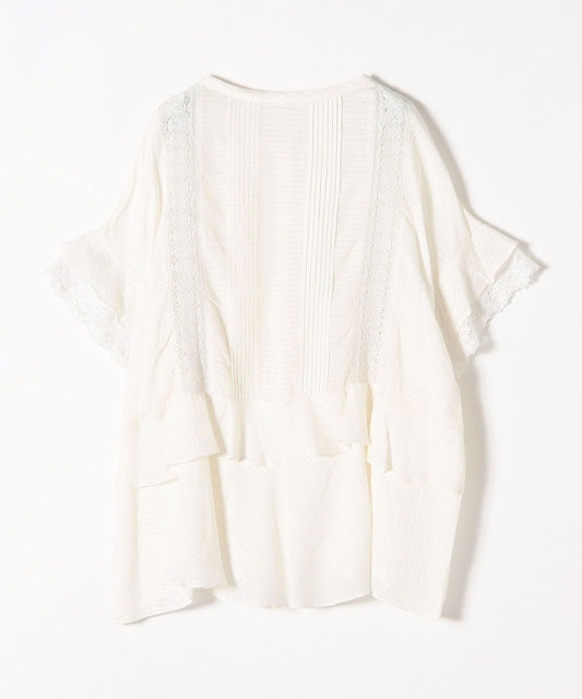 SHIPS any:〈ウォッシャブル〉レース タック ペプラム ブラウス