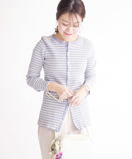 2WAYワッフルボーダートップス