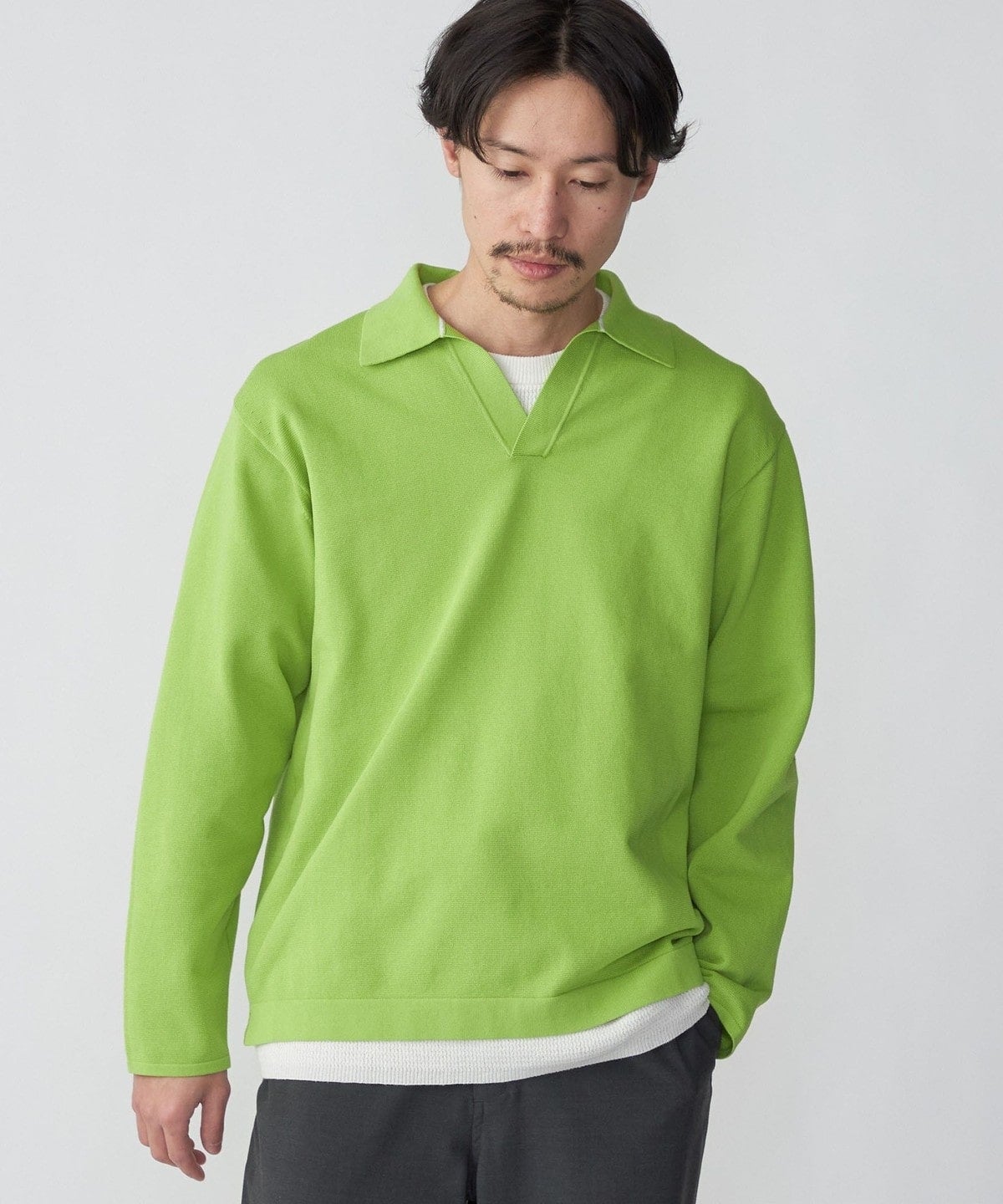 SHIPS:〈手洗い可能〉14ゲージ TEXBRID(R) ミラノリブ スキッパー ポロシャツ