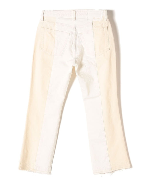 0 x ones:セミフレアクロップ ホワイトデニム