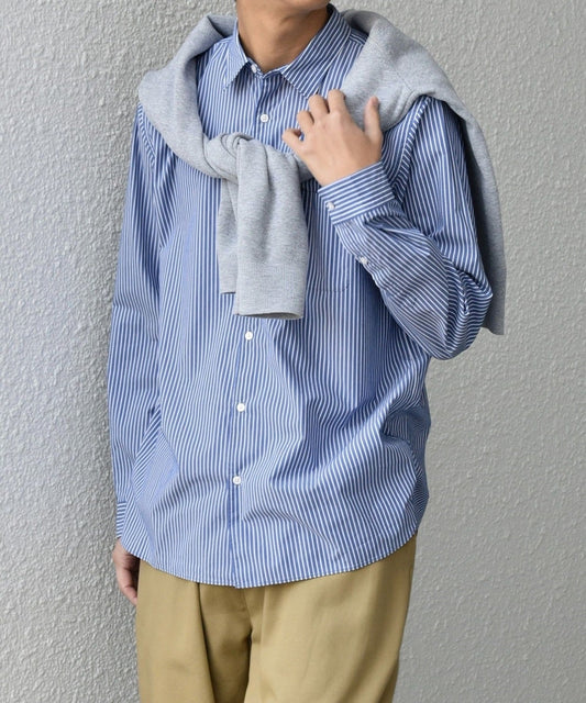 SHIPS any: ストライプ / ソリッド リラックス レギュラーカラー シャツ 25SS
