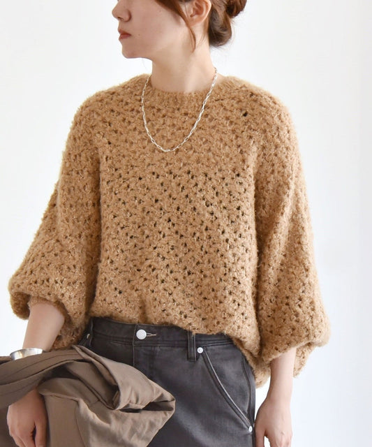 quaranciel:〈手洗い可能〉スパンコール クルーネック ドルマン ニット