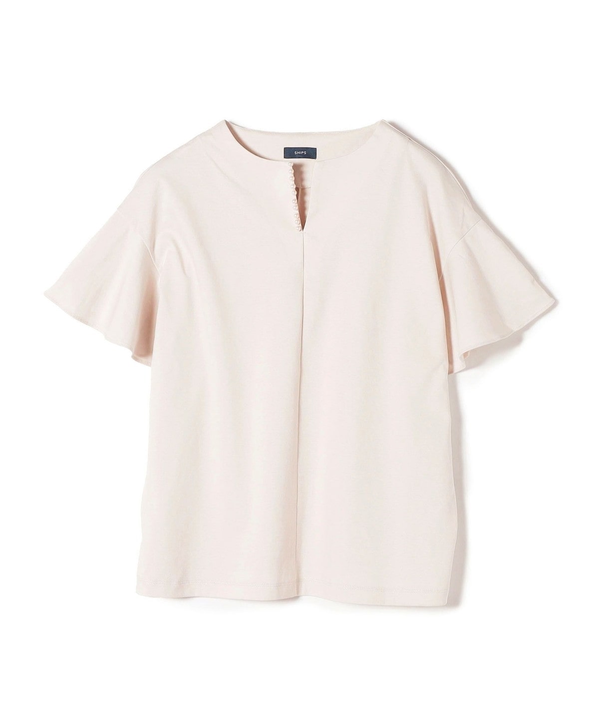 〈手洗い可能〉ALBINI パールモチーフボタン フレアスリーブ カットソー