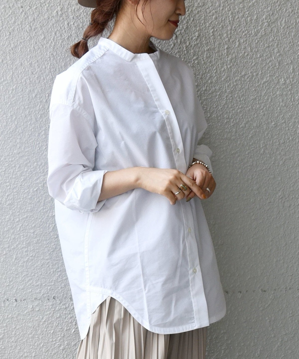 SHIPS any:〈抗菌防臭〉オーガニック RENU バンドカラーシャツ / 38 