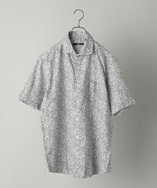 SHIPS:リネン セミワイド モチーフ プリント 半袖シャツ