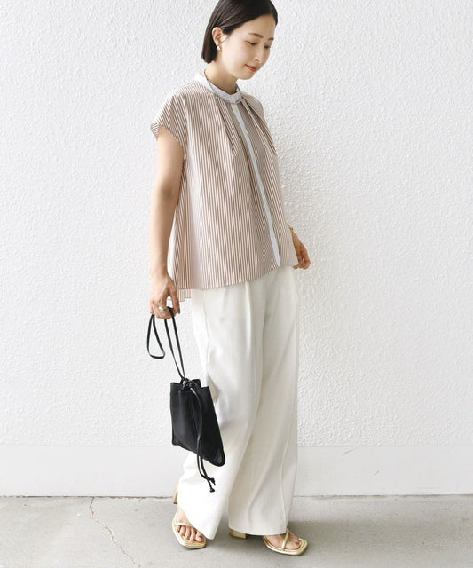 〈手洗い可能〉裾 フレア フレンチ スリーブ ブラウス