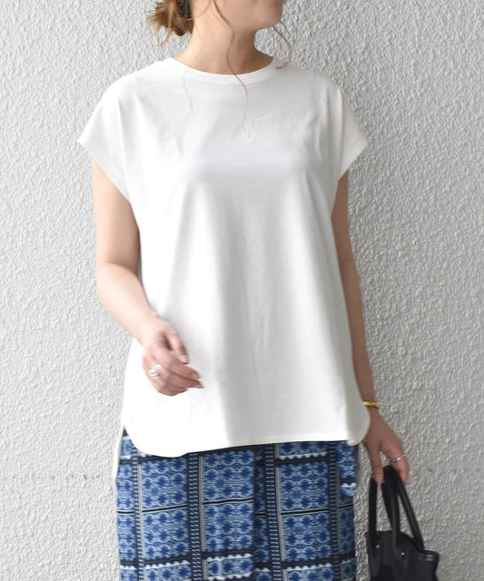 SHIPS any:ラウンドヘムノースリーブTEE