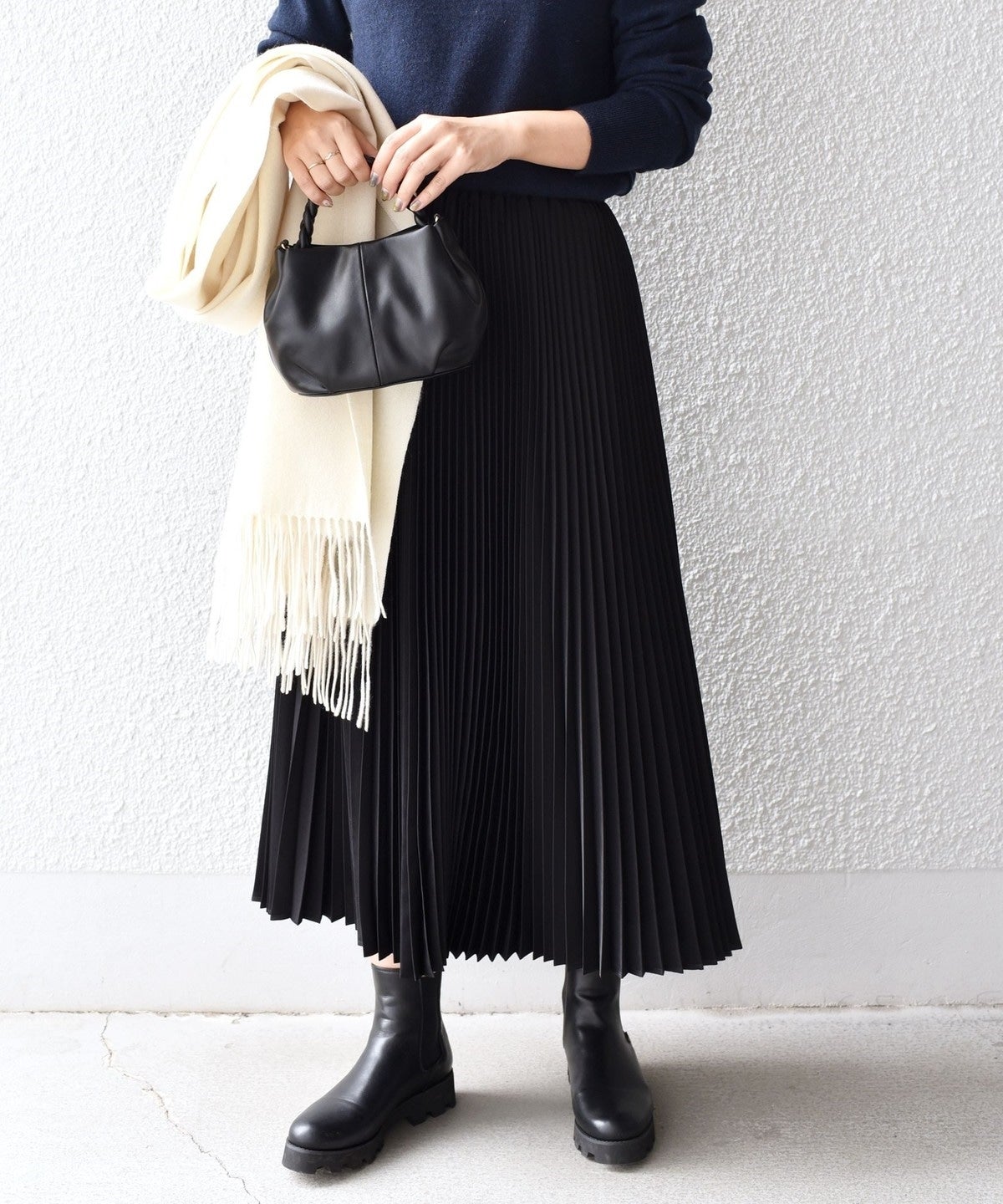 Primary NavyLabel:デニムライクプリント プリーツスカート