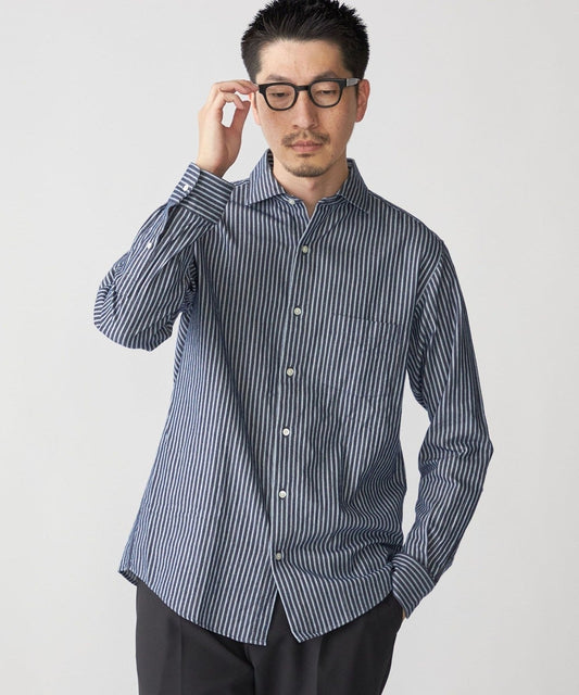 SHIPS: セミワイド ギンガム/ストライプ ビエラ シャツ