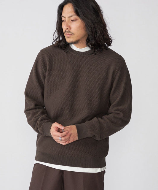 SHIPS: 〈洗濯機可能〉 7ゲージ コットン SOLOTEX(R) ピケ クルーネック ニット