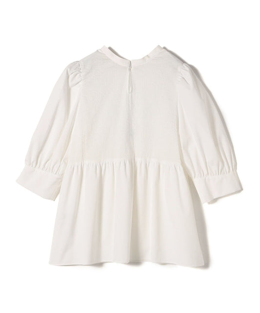 〈手洗い可能〉2WAY パール モチーフ 異素材 コンビ ブラウス