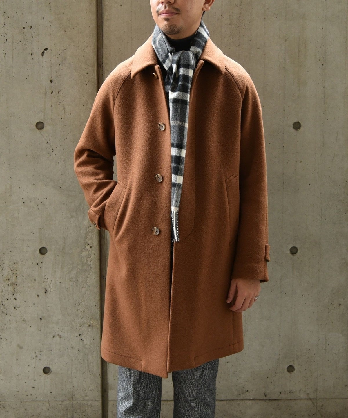 SHIPS: ダブルフェイス ブラウン ソリッド カーコート / L / ブラウン