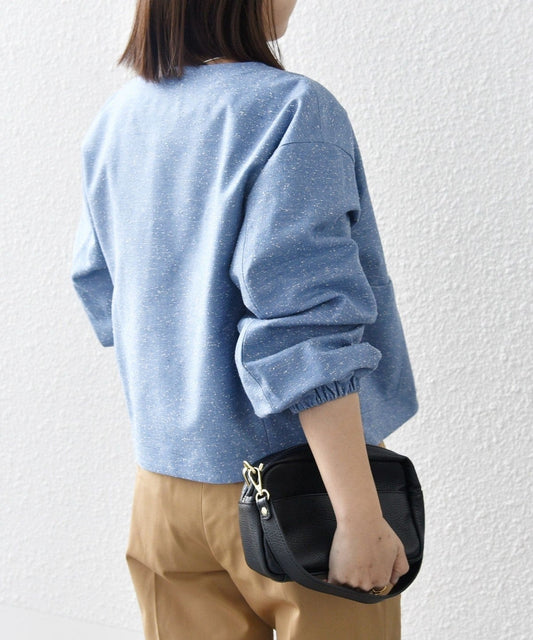 SHIPS any:〈手洗い可能〉ネップヤーン ノーカラー ブルゾン ジャケット