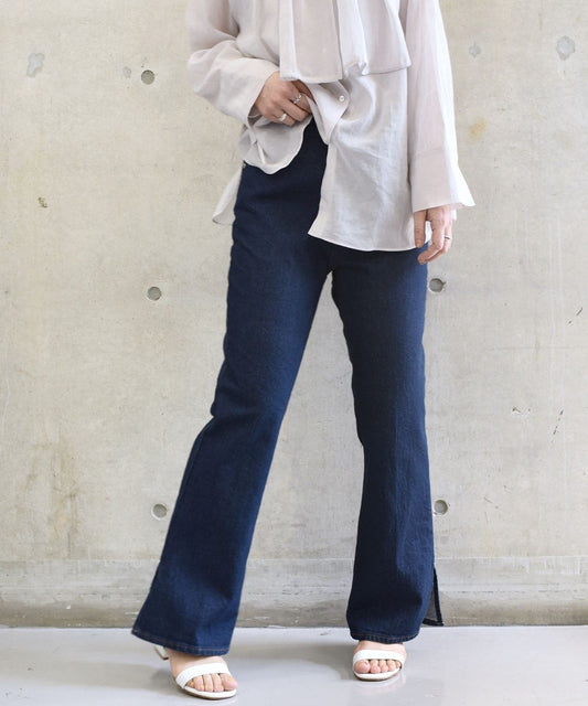 0 x ones:セミフレアスリットデニム