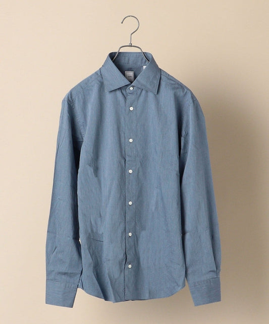 SHIPS:【テレワーク対応可能】SPAIN FABRIC ウォッシュド  インディゴライク ワイドカラー シャツ