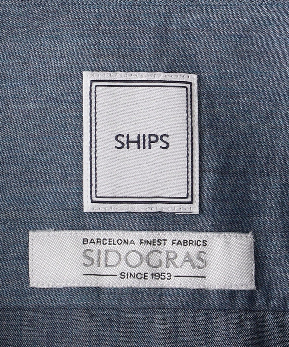 SHIPS:【テレワーク対応可能】SPAIN FABRIC ウォッシュド インディゴライク ワイドカラー シャツ