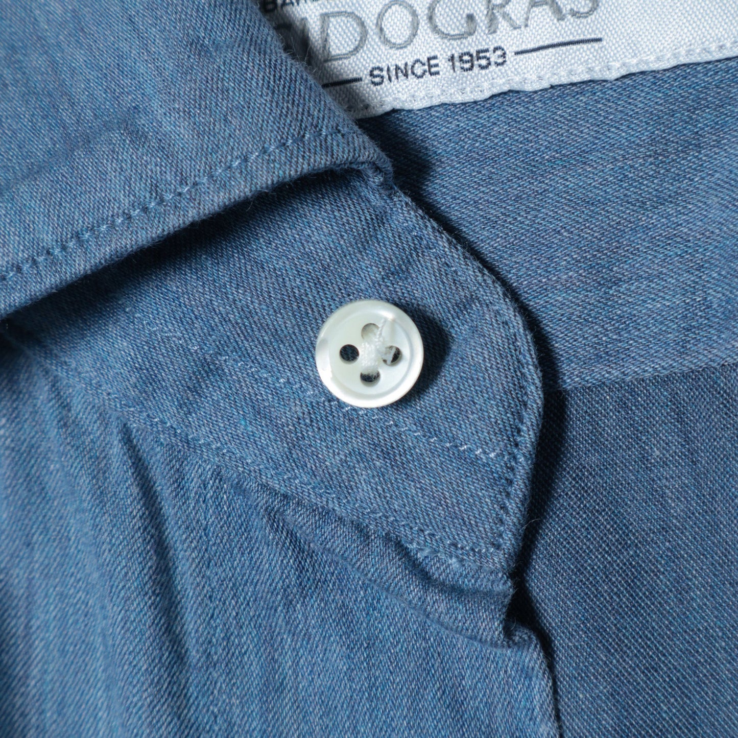 SHIPS:【テレワーク対応可能】SPAIN FABRIC ウォッシュド インディゴライク ワイドカラー シャツ