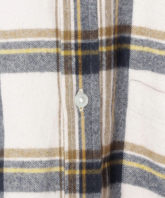 SHIPS any: スリムフィット 長袖 レギュラーカラー ネルシャツ