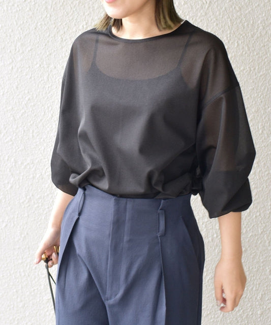 〈手洗い可能〉トリコットオーガンジーシアーTEE