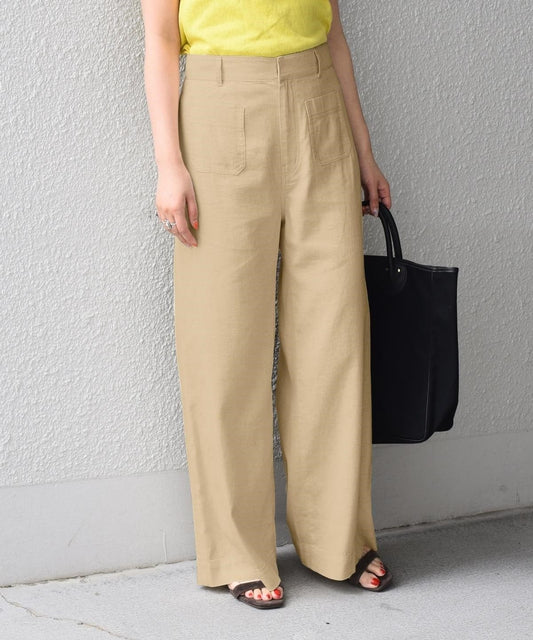 SHIPS any: リネンミックス ポケットパンツ