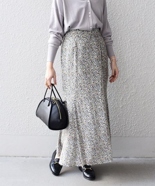 〈手洗い可能〉フラワープリントマーメイドスカート