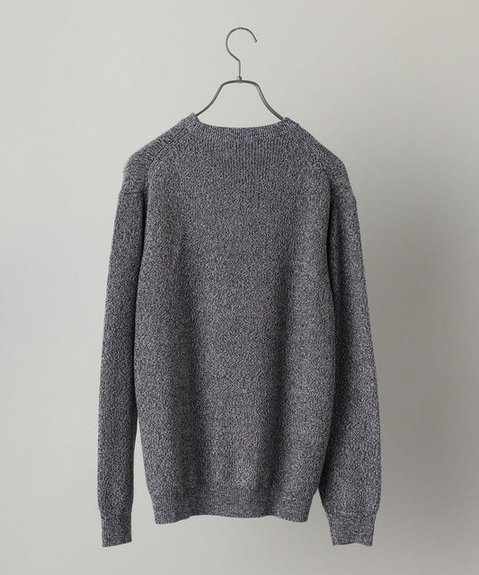 SHIPS:【抗菌・洗える】ミックスヤーン 畔編み クルーネック プルオーバー