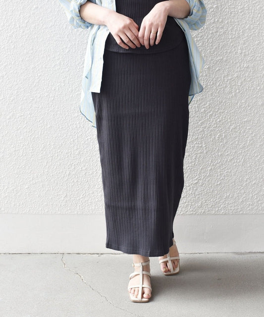〈洗濯機可能〉リブ イージー ナロー スカート