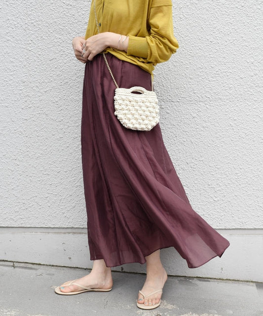 〈手洗い可能〉コットンシルクギャザースカート