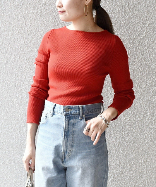 〈手洗い可能〉ウールリブロングスリーブプルオーバー