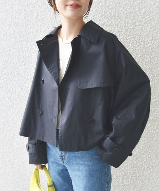 〈手洗い可能〉タイプライター ボリューム スリーブ ショート トレンチ コート