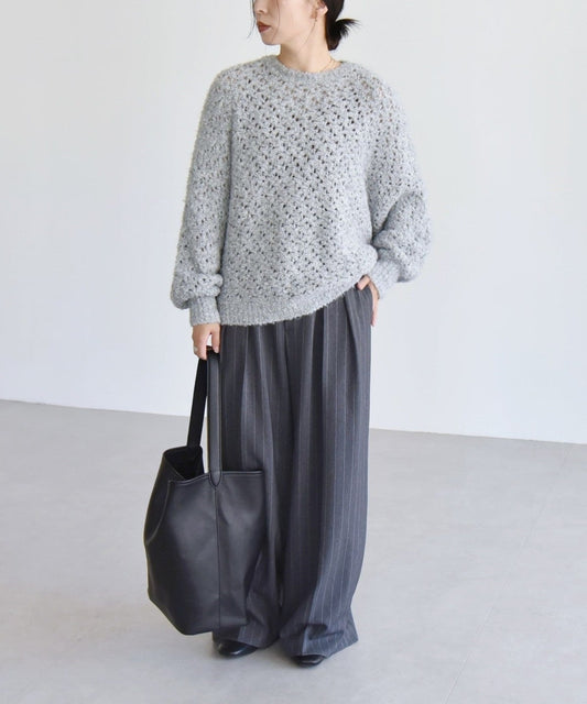 quaranciel:〈手洗い可能〉スパンコール クルーネック ドルマン ニット