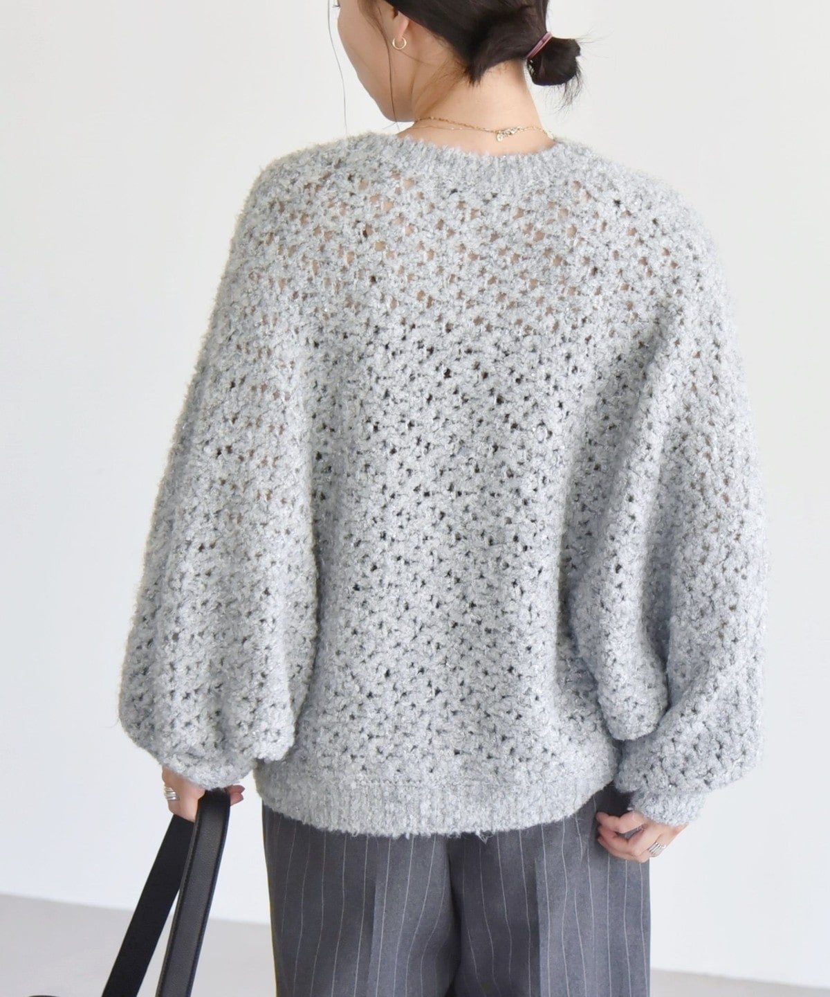 quaranciel:〈手洗い可能〉スパンコール クルーネック ドルマン ニット