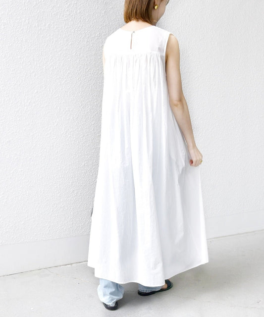 Fanaka:〈手洗い可能〉シャーリング ステッチ ロング ワンピース