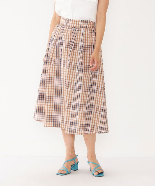 SHIPS Colors:〈洗濯機可能〉シアー チェック タック ギャザー スカート