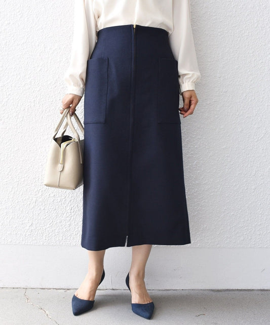 〈手洗い可能〉フロント ジップ サイド ポケット タイト スカート