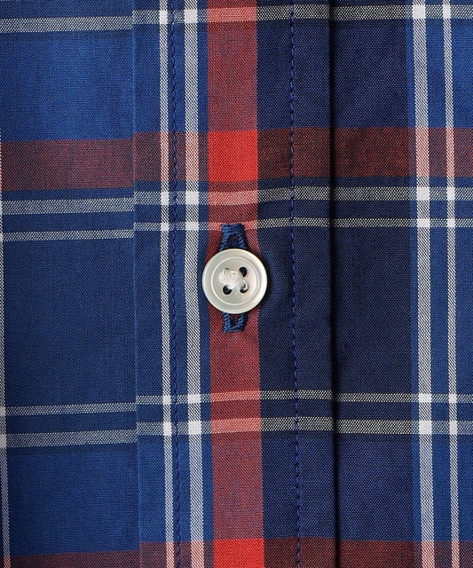 【WEB限定】SHIPS: ワンポイント ロゴ エンブロイダリー マドラスチェック ボタンダウン シャツ