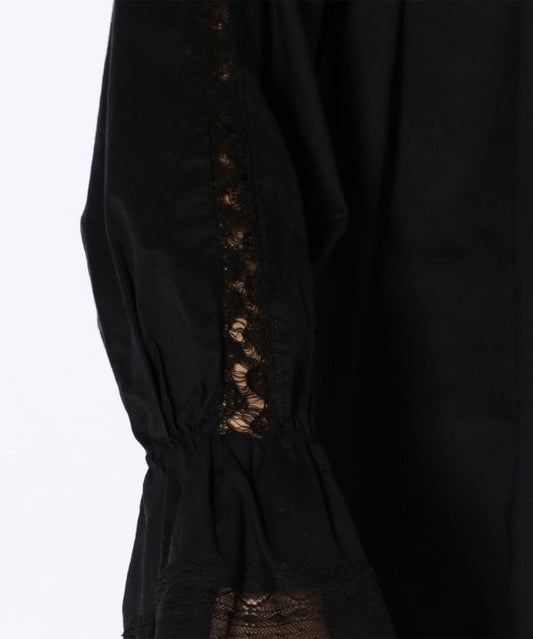 assiette: コットンスタンドカラーギャザーブラウス