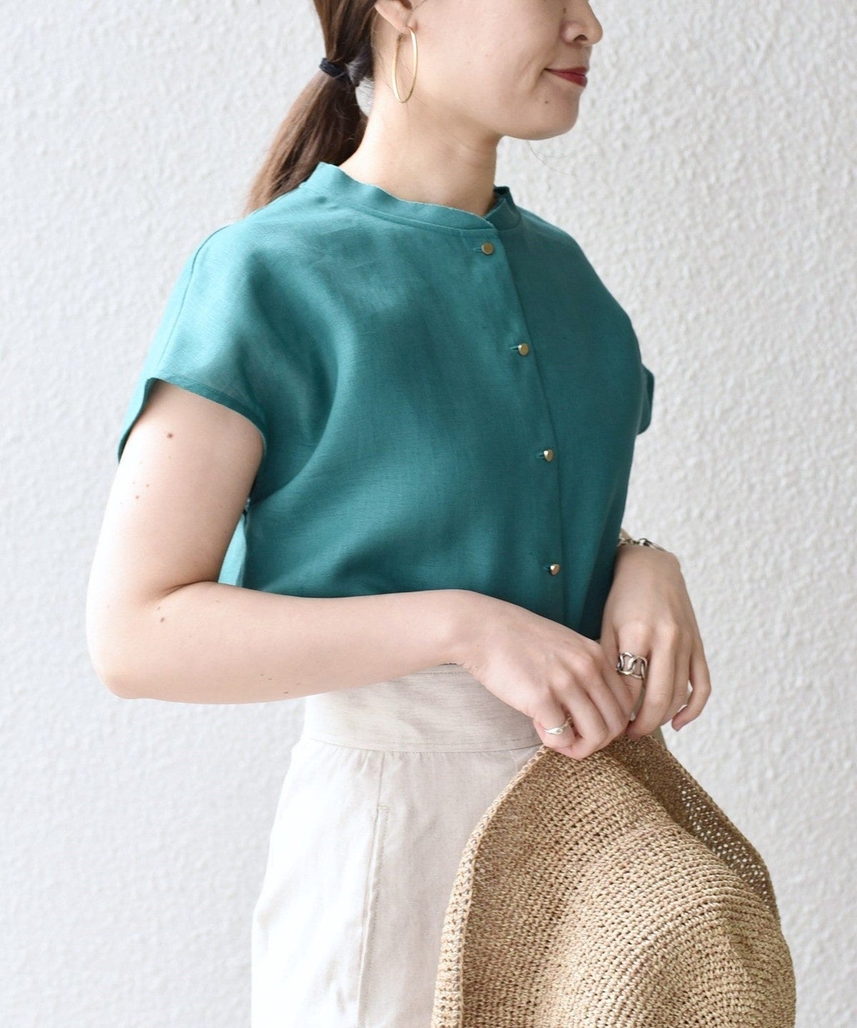 〈手洗い可能〉テレデランカットオフカラーシャツ