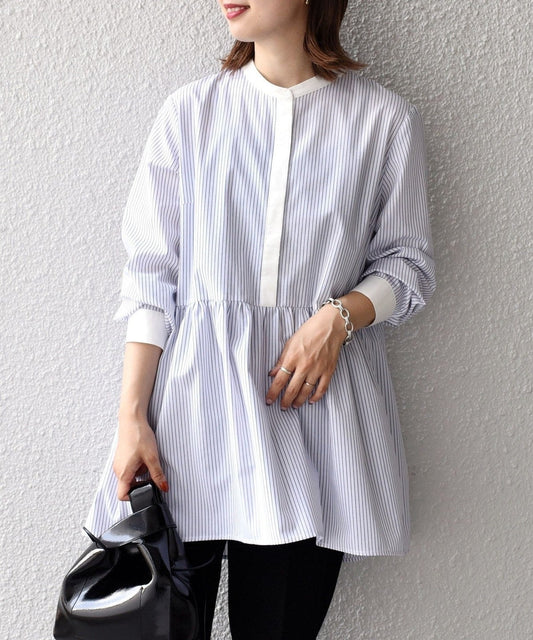 〈手洗い可能〉ブロードペプラムブラウス