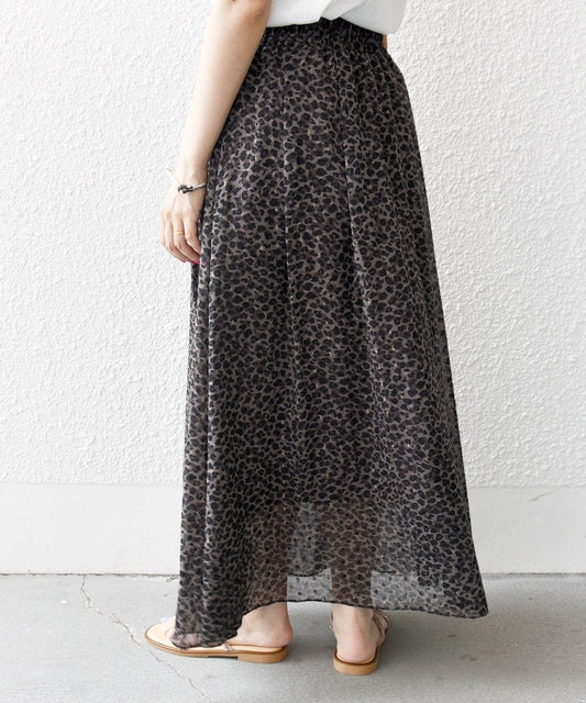 〈手洗い可能〉レオパード / 無地 ギャザー スカート