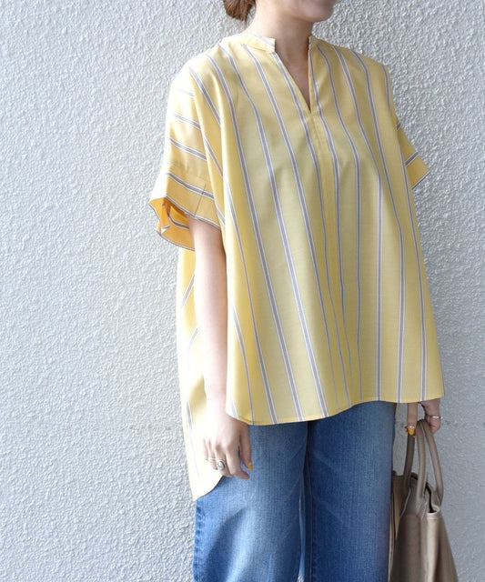 SHIPS any: ストライプ スキッパー ブラウス