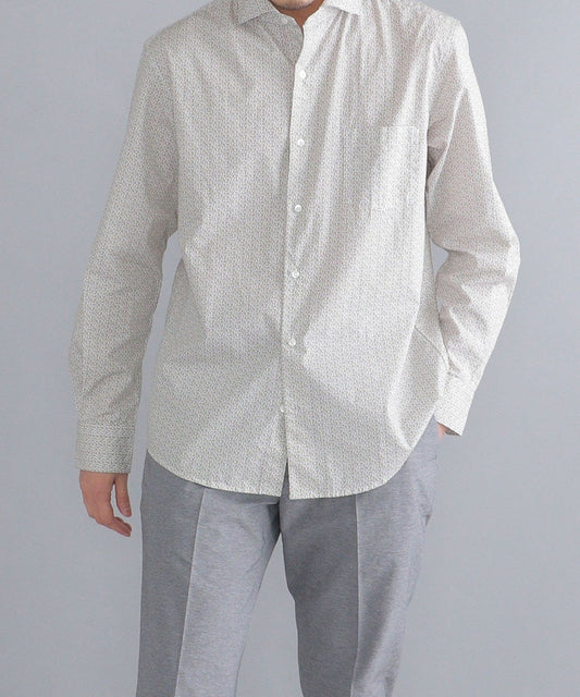 SHIPS: セミワイドカラー プリント モチーフ柄 シャツ